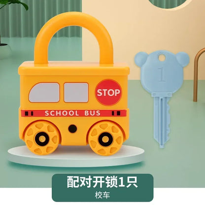 Number Matching Lock Toys Baby Learning Lock with Key Car Game