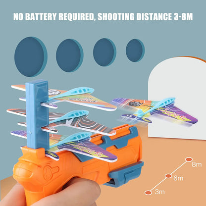 HOT！Airplane Launcher Bubble Catapult With 6 Small Plane Toy Funny Airplane Toys