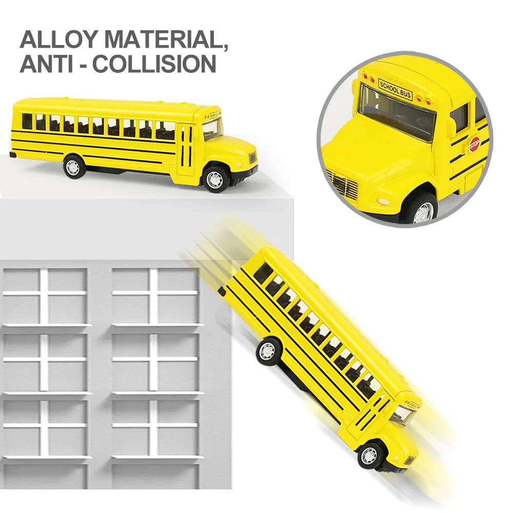 Simulation Alloy Pull Back School Bus Children's Inertia Toys Car