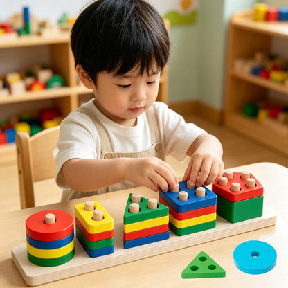 Montessori Toy Wooden Building Blocks Early Learning Educational Toys