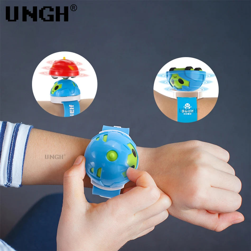 UNGH Rotating Gyro Watch Battle Cars Spinning Top Toy Pull Back