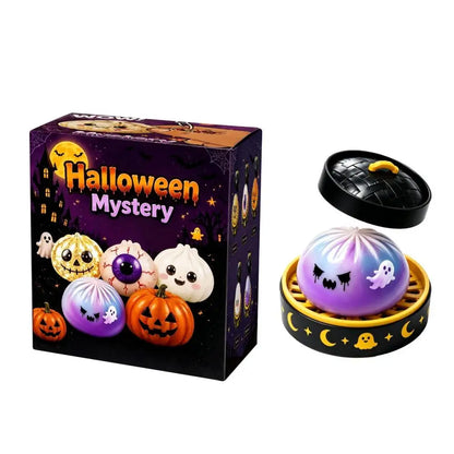5.5cm Soft Squishy Dumpling Toy With Halloween Theme Steamed Box