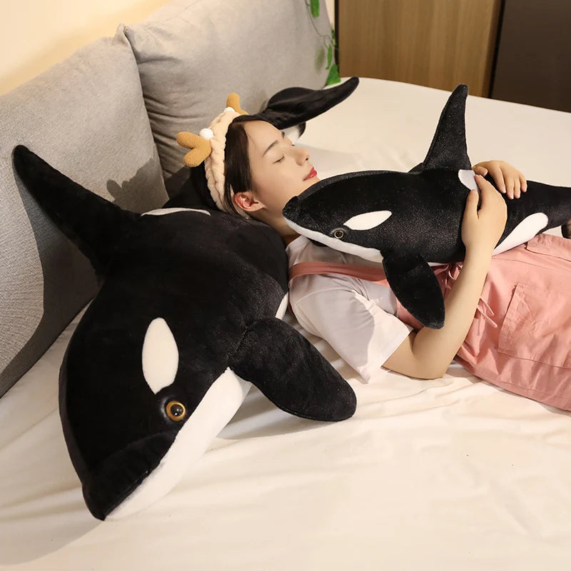 New Lifelike Orcinus Orca Black Killer Whale Plush Toys Big Fish