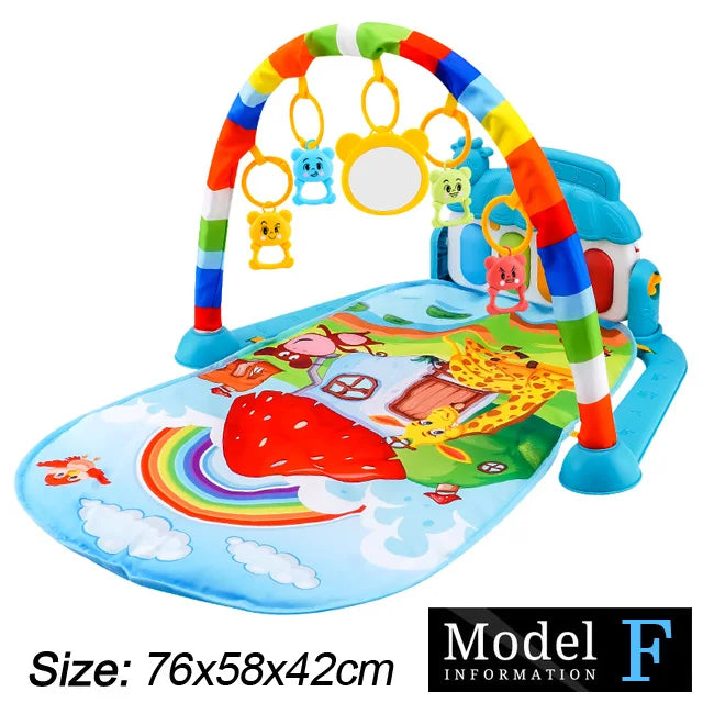 Baby Fitness Stand Music Play Gym Activity Toys Newborn Piano Crawling Blanket Pedal