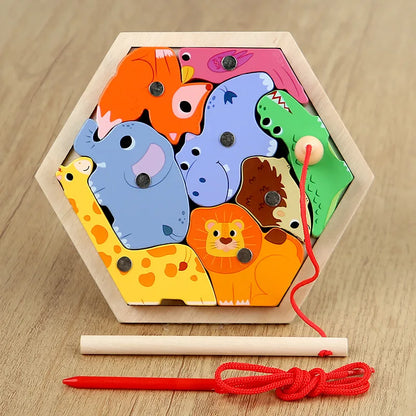 Montessori Wooden Magnetic Fishing Toys Marine Life Cognition Games Early Educational Toy
