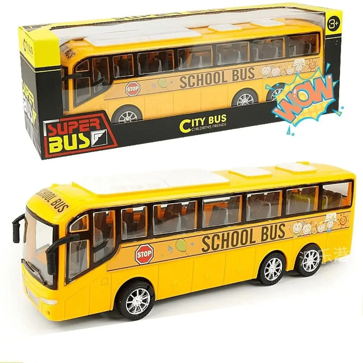 12.5" Large Size Yellow School Bus Toy for Toddlers, 1/16 Scale Die