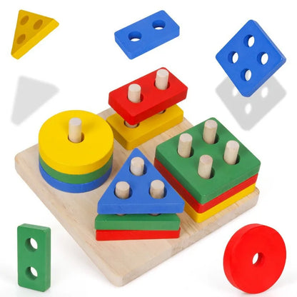 Montessori Toy Wooden Building Blocks Early Learning Educational Toys