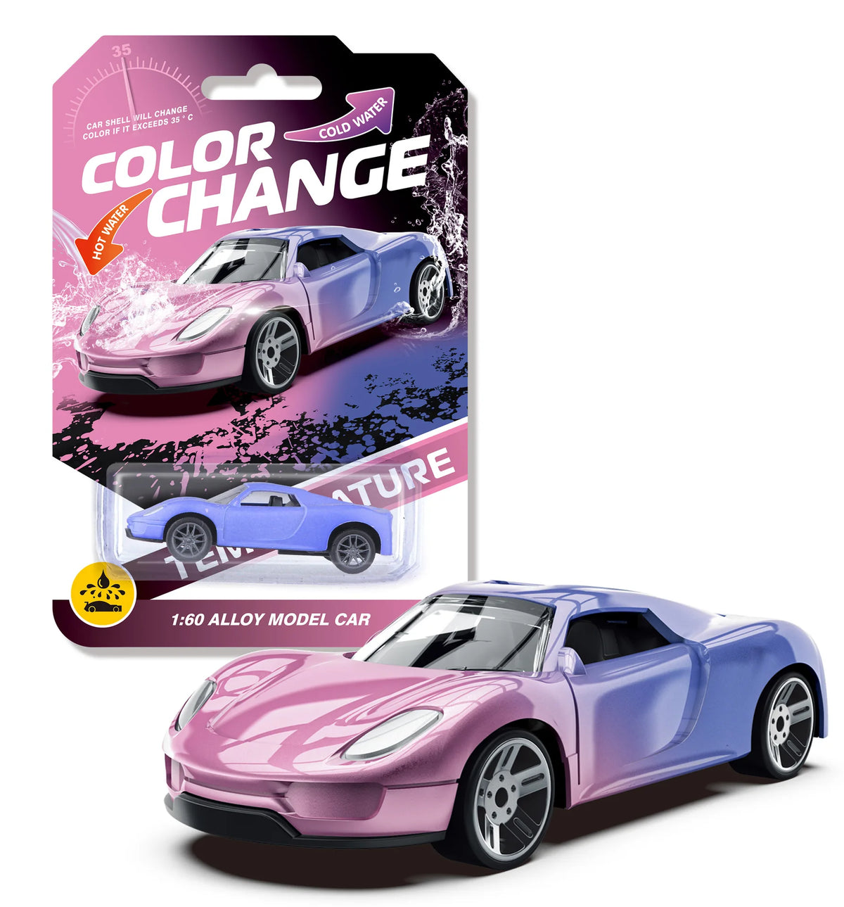 1:64 Color Change Alloy Car Toys for Kids Temperature Sensing Inertial Pull Back