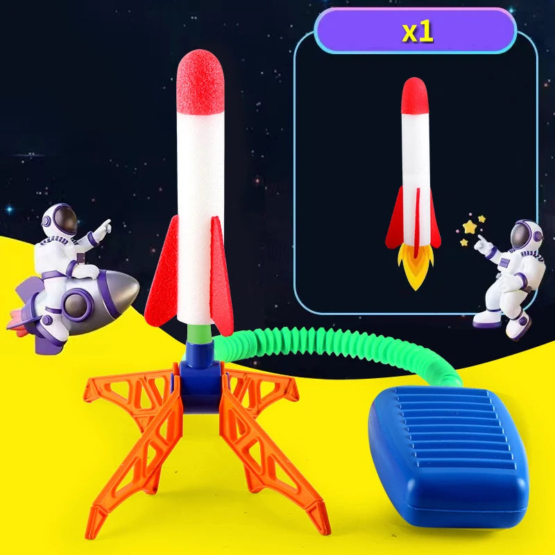 Kids Rocket Launcher Step Pump Power Air Pressed Stomp Outdoor Family Games