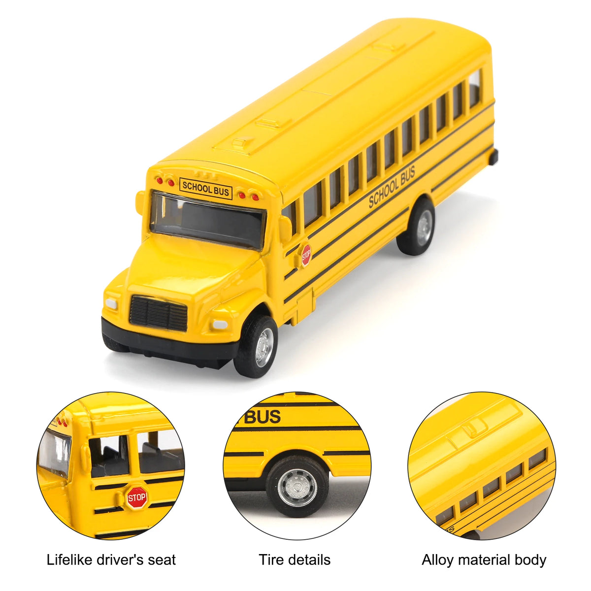 Simulation Alloy Pull Back School Bus Children's Inertia Toys Car