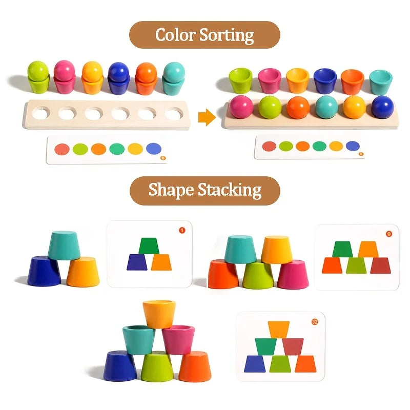 Color Ball Stacking Cup Building Block Toy, Children's Educational Cognitive