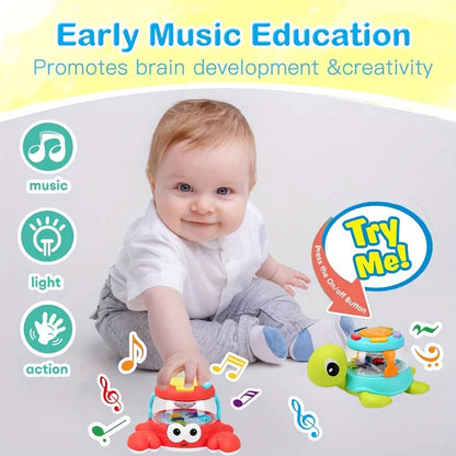 Kids' Music Turtle Crab Toy, Musical Early Learning Drum