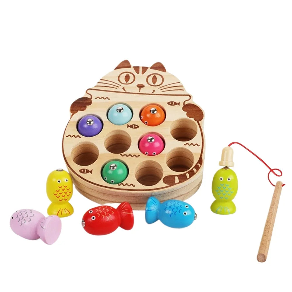 Montessori Magnetic Wooden Fishing Game for Toddlers