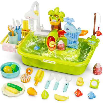 Kids Electric Kitchen Sink Toys with Running Water