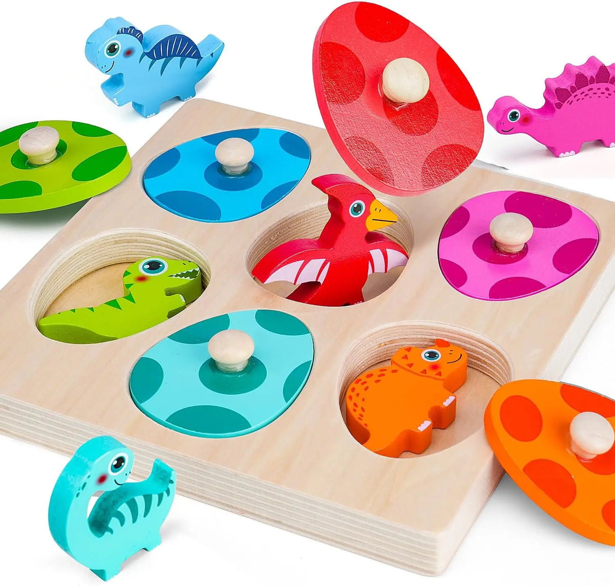 Wooden Dinosaur Jigsaw Puzzle Toys Montessori Peg Puzzle Game