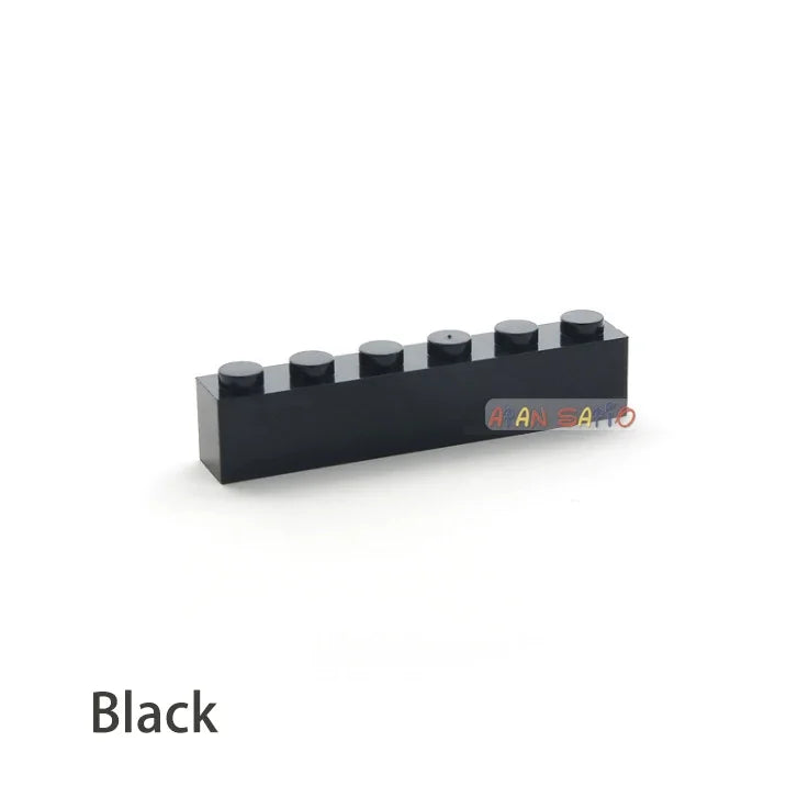 200pcs Building Blocks DIY thick 1x6 Dots 16Color Bricks Size