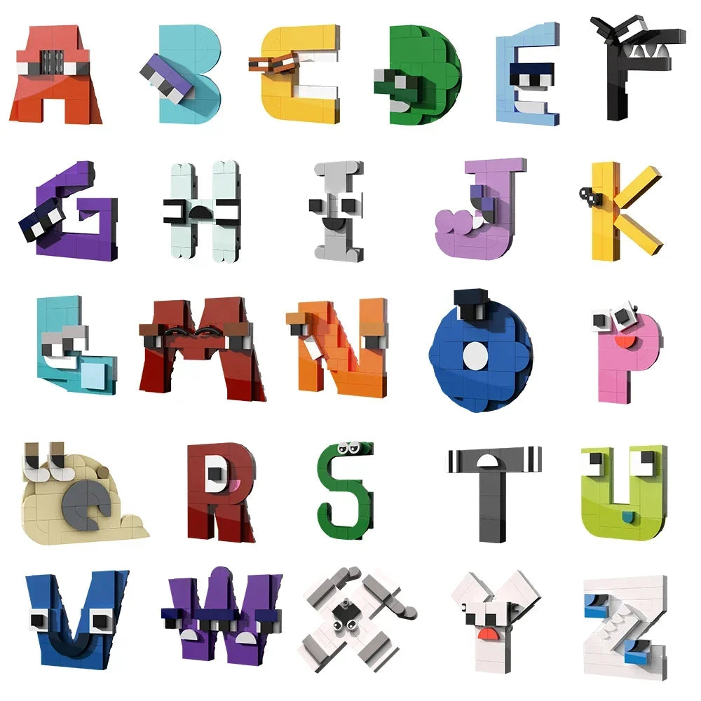 MOC 931PCS Letters Lore A-Z 26 English Alphabet Numbers Letters Building Blocks Set
