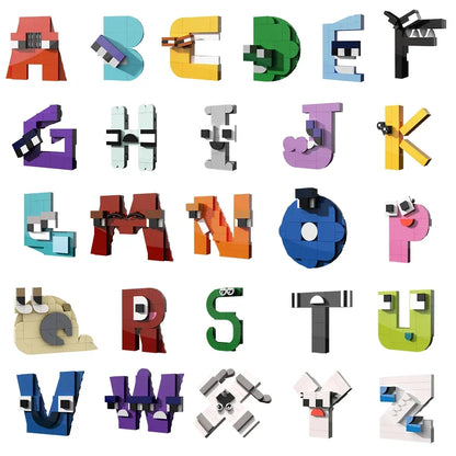 MOC 931PCS Letters Lore A-Z 26 English Alphabet Numbers Letters Building Blocks Set
