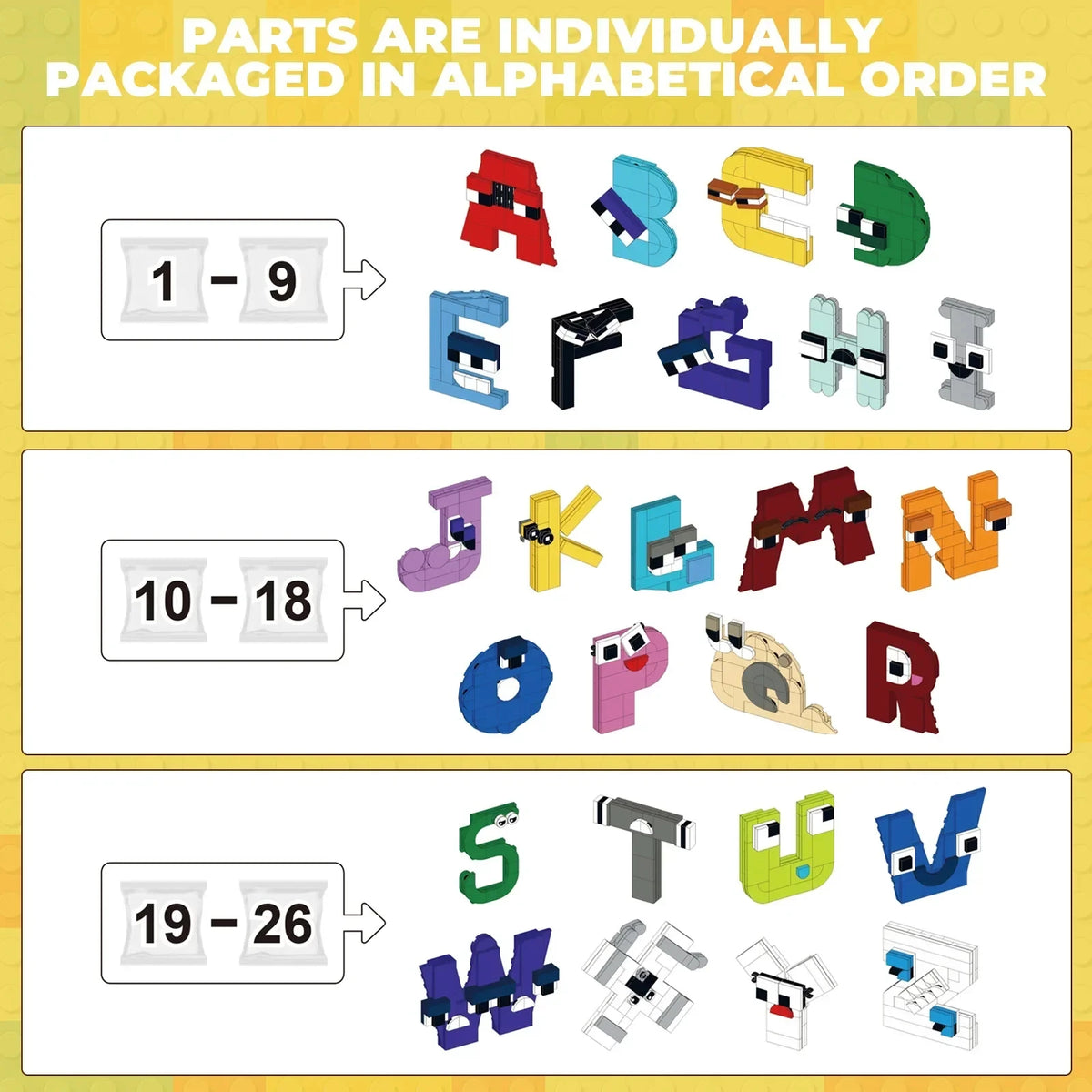 MOC 931PCS Letters Lore A-Z 26 English Alphabet Numbers Letters Building Blocks Set