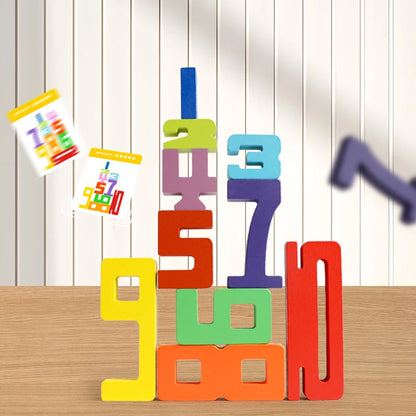 Colorful Building Blocks Wooden Toys Stacking Games Montessori Toys with Cards Digit Blocks