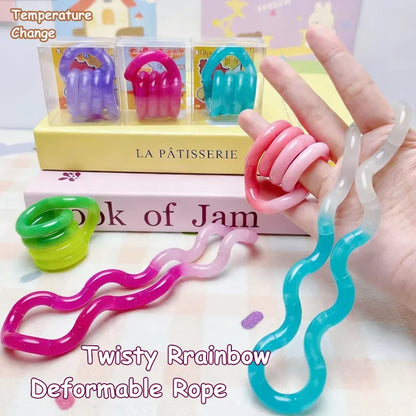 Temperature Change Rrainbow Deformable Rope Pressure Stress Relief Toys
