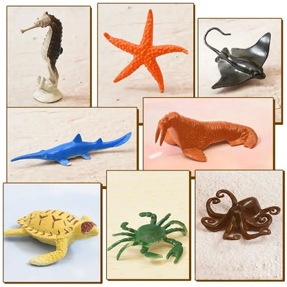56pcs/set Plastic Simulated Sea Life Toy Model Realistic Marine Animals