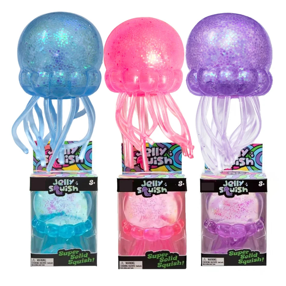 Glitter Octopus Squishy Glitter Jellyfish Squishy with Box Dumplings