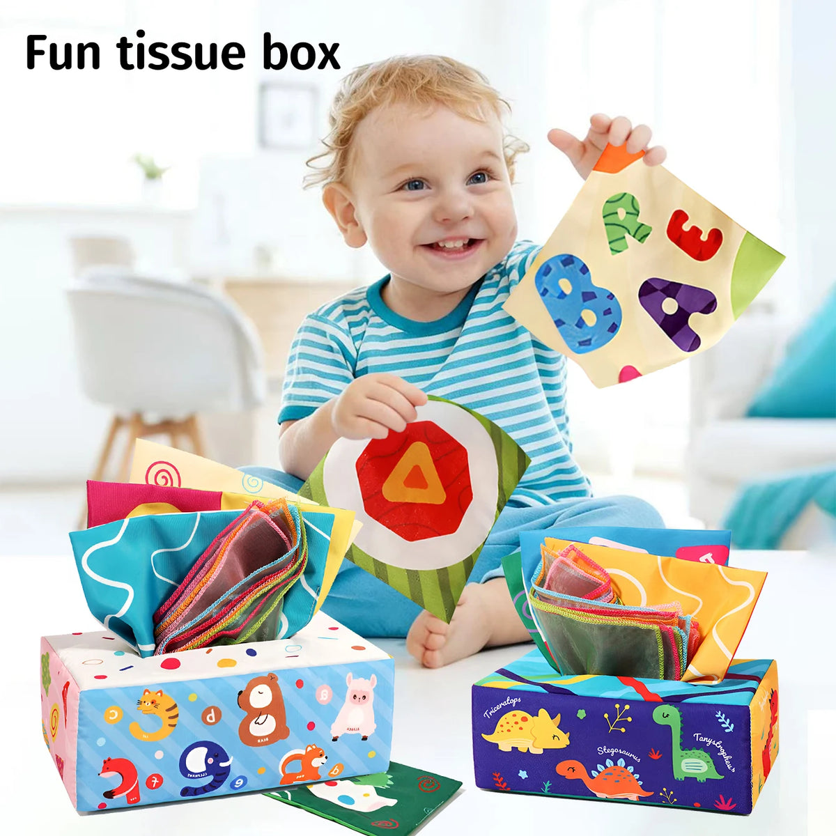Newborn baby Toy - Simulated Tissue Box with Realistic Tissue Pull-Out