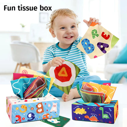 Newborn baby Toy - Simulated Tissue Box with Realistic Tissue Pull-Out