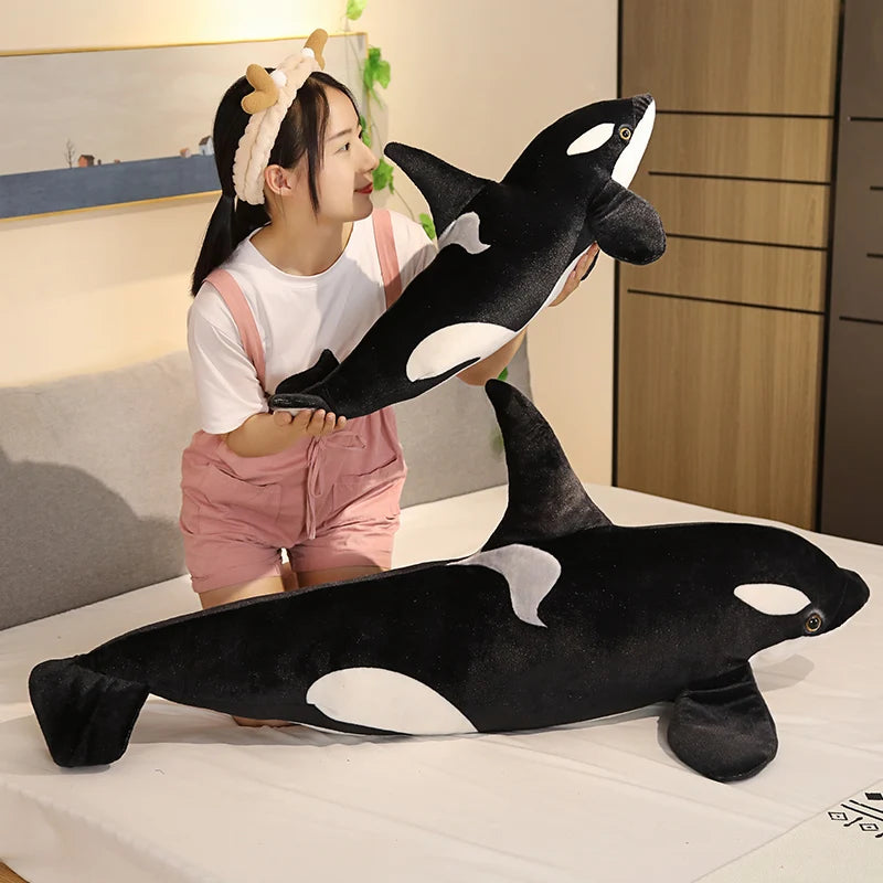 New Lifelike Orcinus Orca Black Killer Whale Plush Toys Big Fish