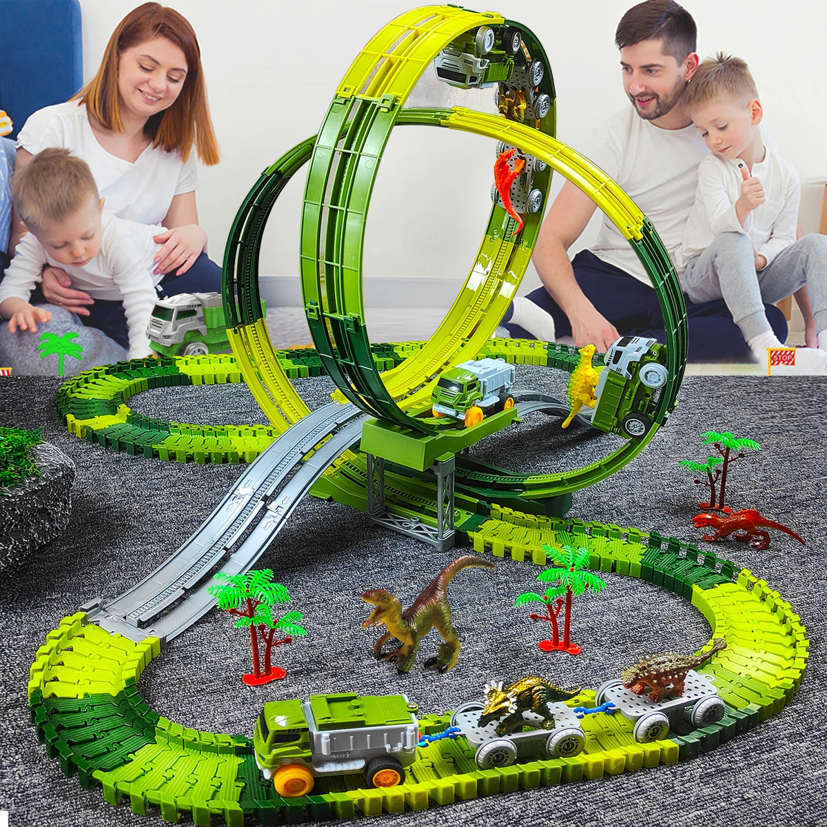 Children Electric Track Toy Car Dinosaur Car Kids