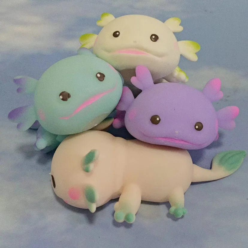 1/4pcs Axolotl Squeeze Ball Cute Fish Relax Cartoon Antistress Squishy