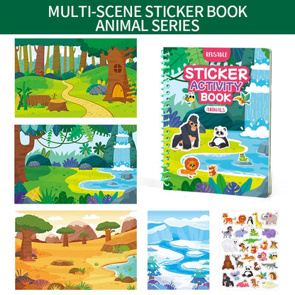 Children Reusable Jelly Sticker Book Creative Multi-Theme Cartoon Stickers