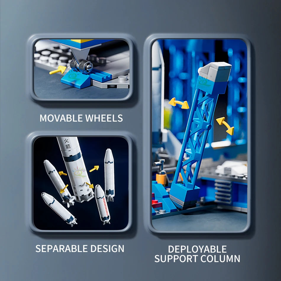 HUIQIBAO Space Aviation Manned Rocket Building Blocks With Astronaut Figure City