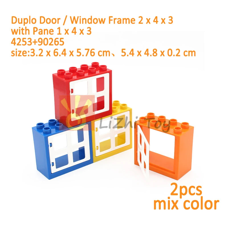 MOC Big Size Building Blocks Bricks Slope Windows Door Car