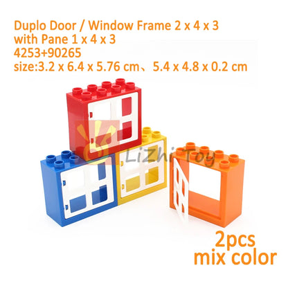 MOC Big Size Building Blocks Bricks Slope Windows Door Car