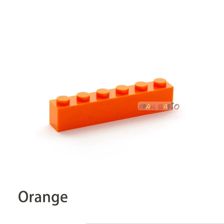 200pcs Building Blocks DIY thick 1x6 Dots 16Color Bricks Size