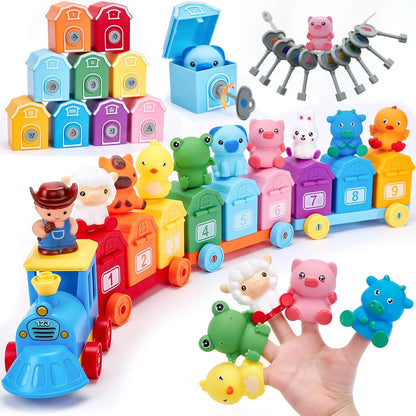 Montessori Train Toy Set Toddler Early Educational Learning Toys