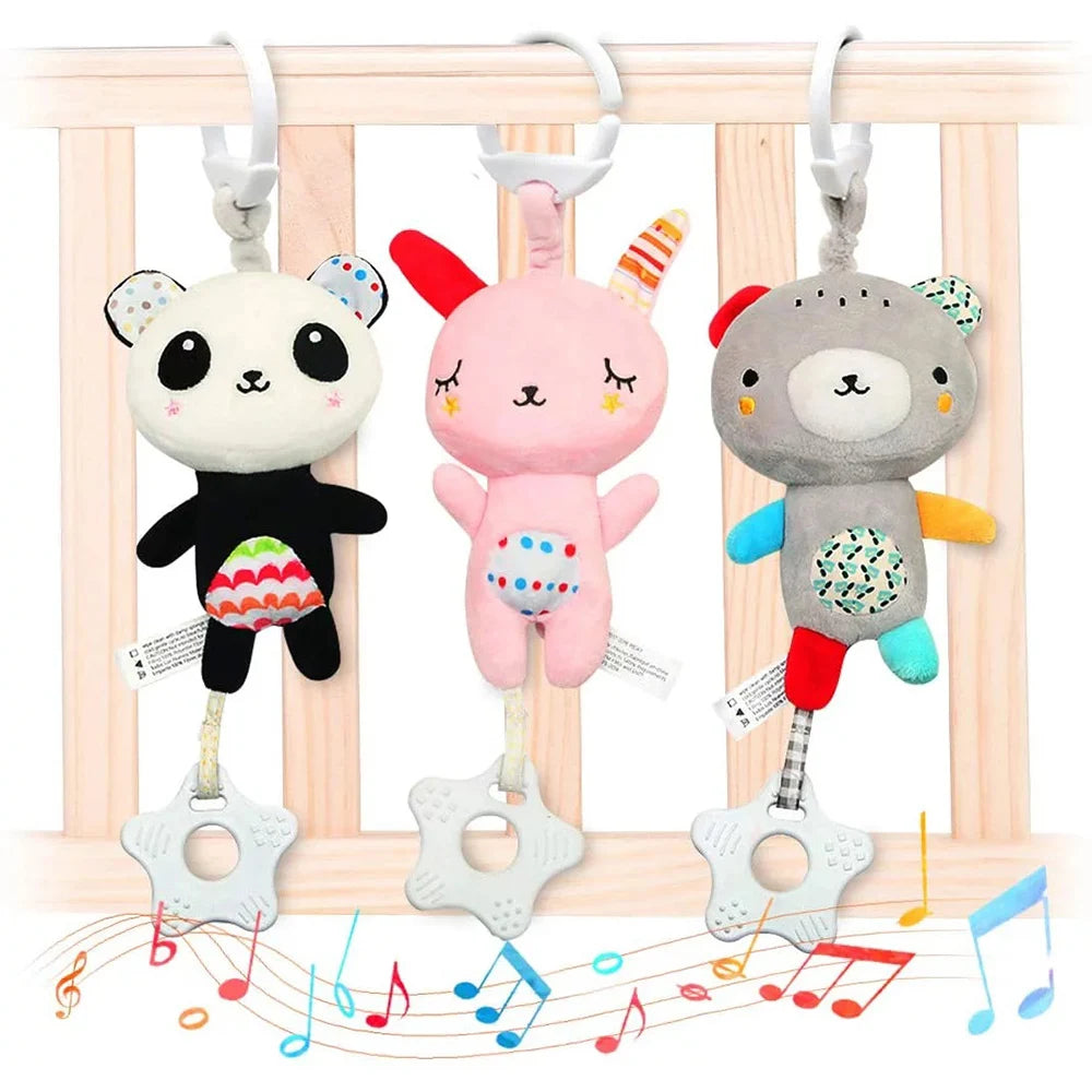Baby Rattles with Teethers Soft Plush Stroller Car Seat Crib Baby Hanging Toys