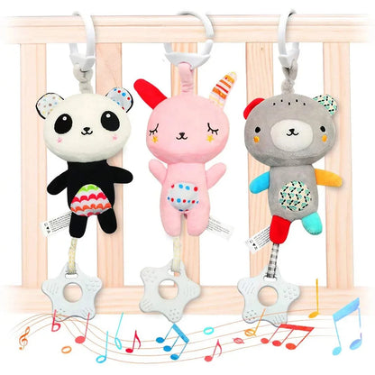 Baby Rattles with Teethers Soft Plush Stroller Car Seat Crib Baby Hanging Toys