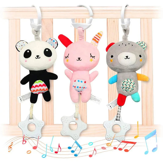 Baby Rattles with Teethers Soft Plush Stroller Car Seat Crib Baby Hanging Toys