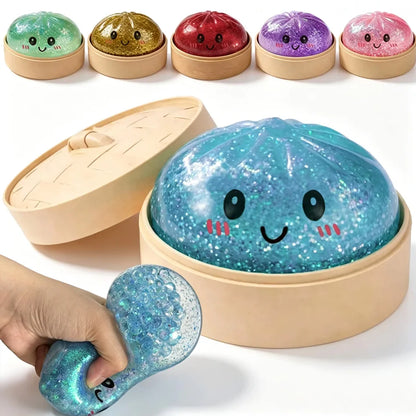 New Colorful Glitter Bead Filled Dumpling Squishy, Blind Box