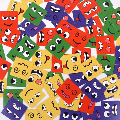 Kids Face Change Expression Puzzle Building Blocks Montessori Cube Table Game Toy