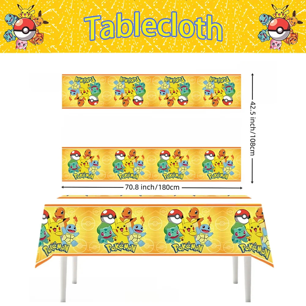 1/10Pcs Pokemon Tablecloth Birthday Decoration Disposable Tablecloth