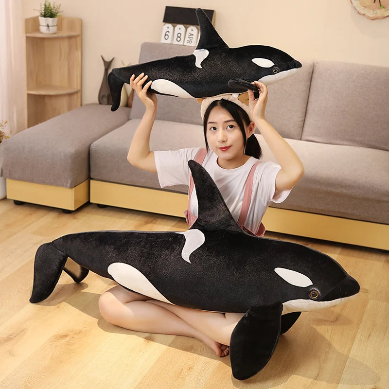 New Lifelike Orcinus Orca Black Killer Whale Plush Toys Big Fish