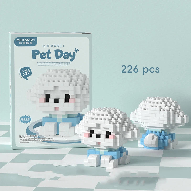 18 New Pet Cat And Dog Animal Dolls Children's Educational Building Block Toys