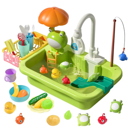 Kids Electric Kitchen Sink Toys with Running Water