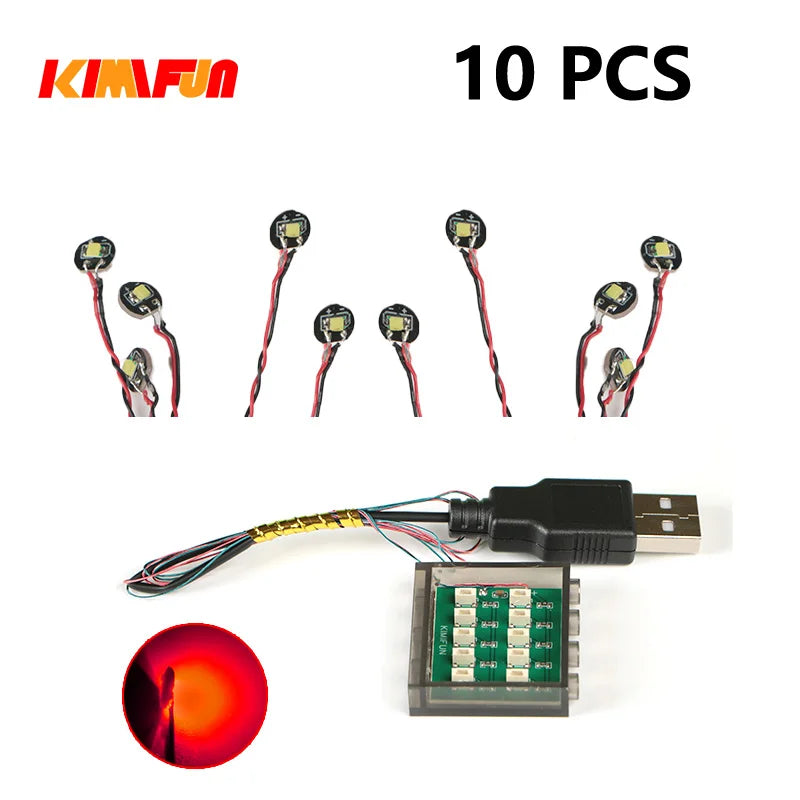 10PCS 0.8mm Pin RGB LED For LEGO Building Blocks