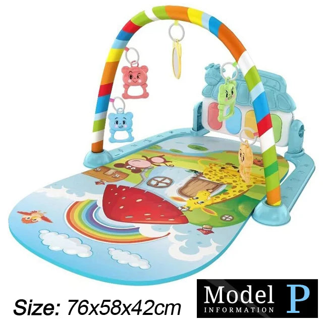 Baby Fitness Stand Music Play Gym Activity Toys Newborn Piano Crawling Blanket Pedal