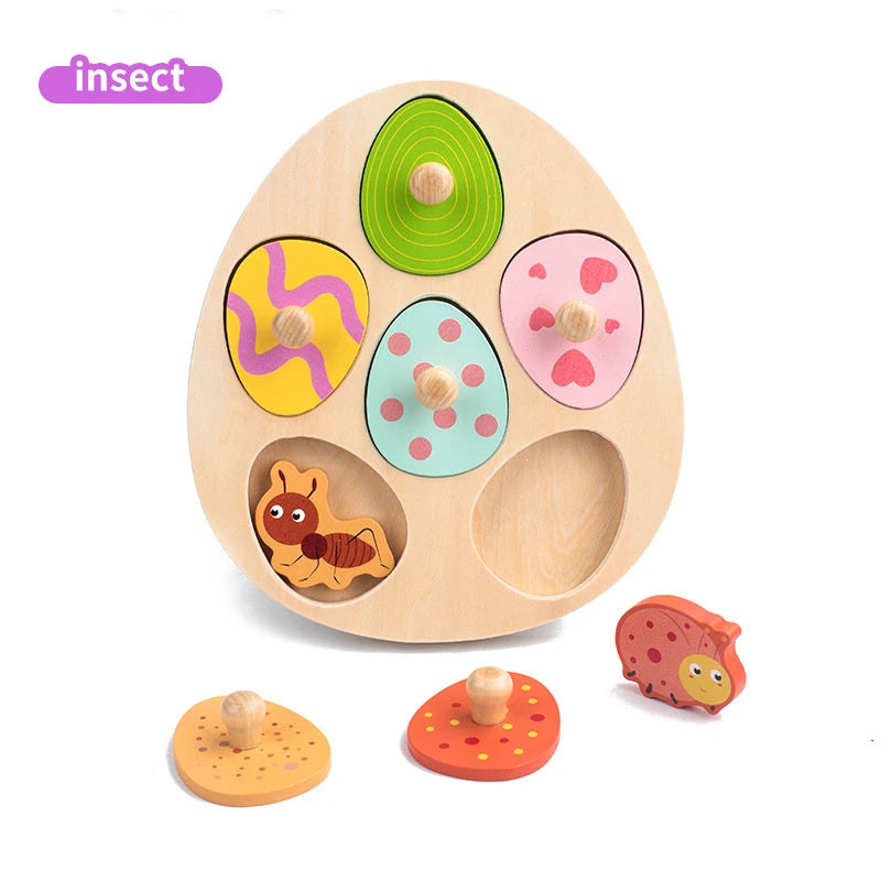 Wooden Dinosaur Jigsaw Puzzle Toys Montessori Peg Puzzle Game